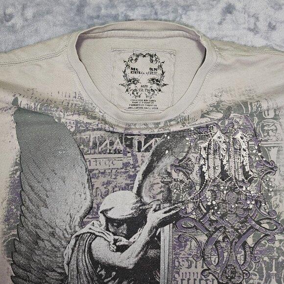 VINTAGE Y2K Modern Culture T-Shirt Angel Warrior Affliction Style Size XXL - Picture 7 of 11